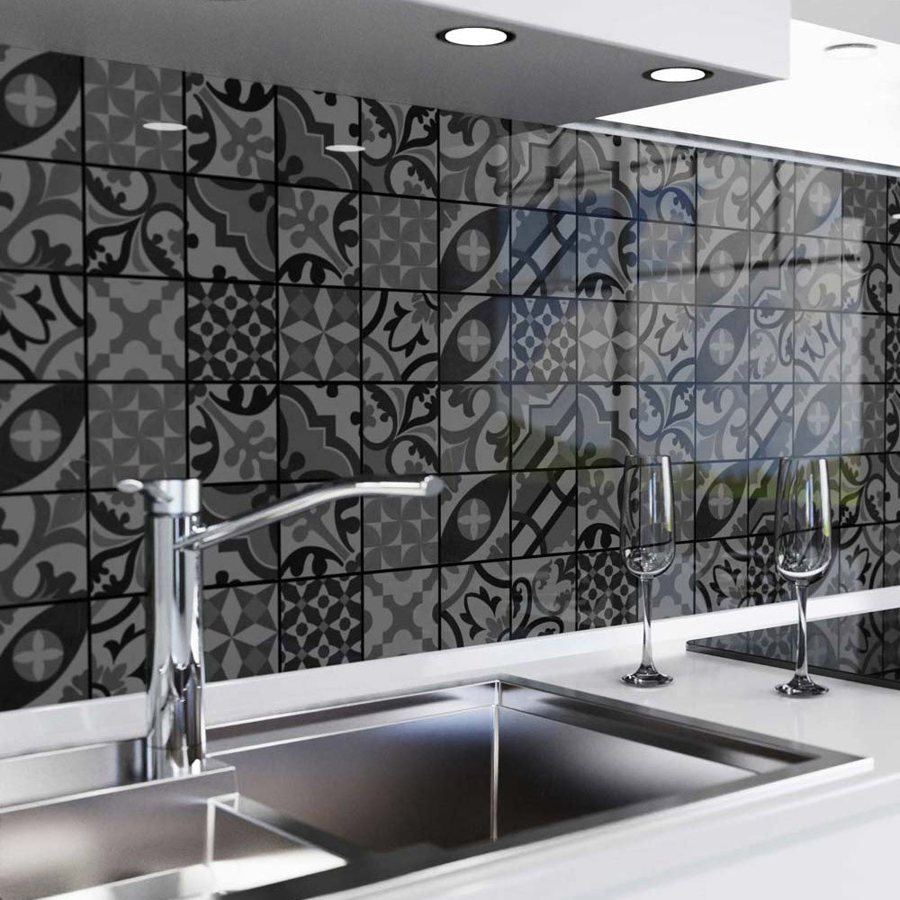 rivestimento cucina autoadesivo - Tessere Mosaico Scure