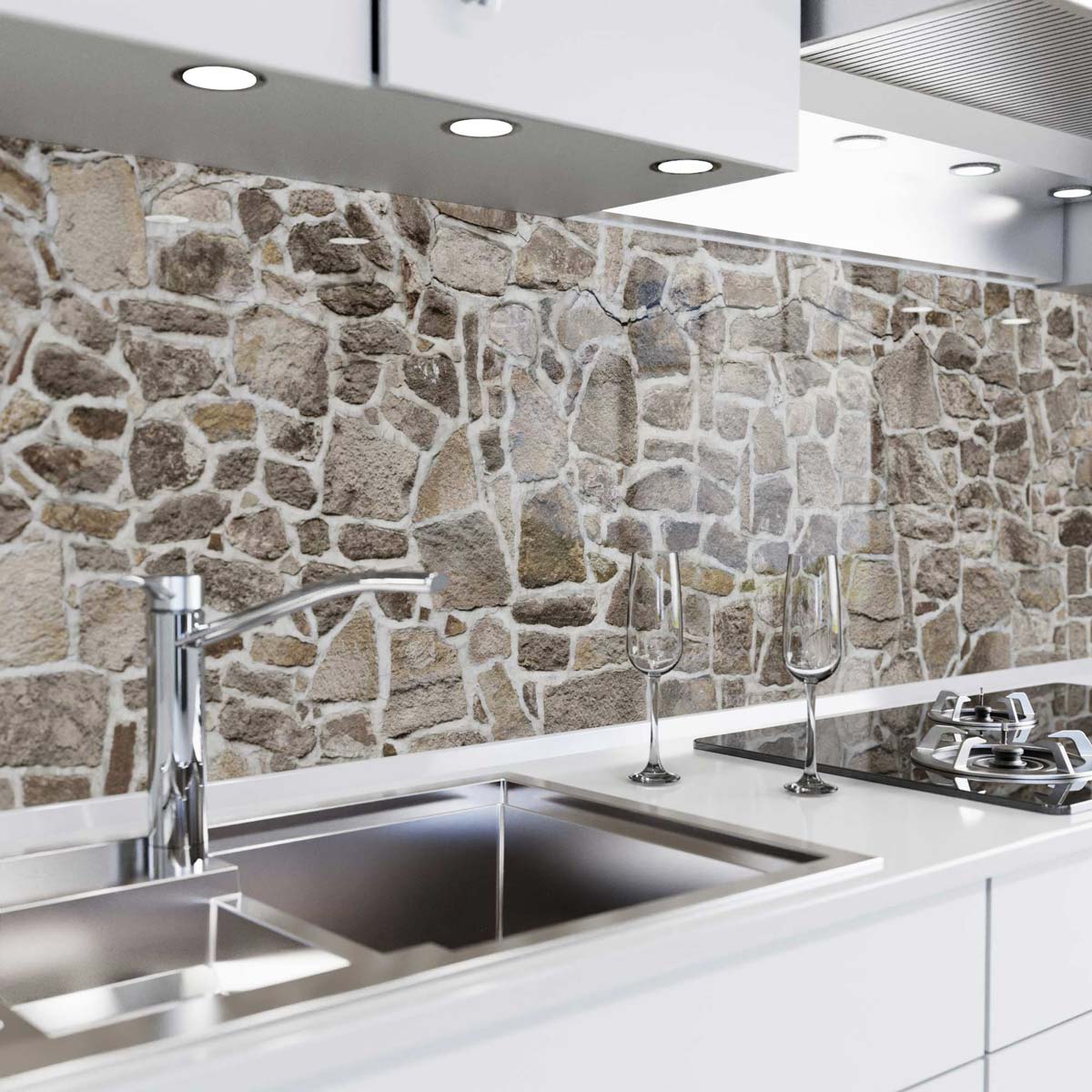 Revestimiento para cocina autoadhesivo - Muro de piedra