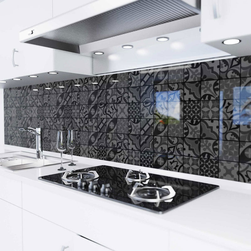 Revestimiento para cocina autoadhesivo - Mosaico azulejos oscuro