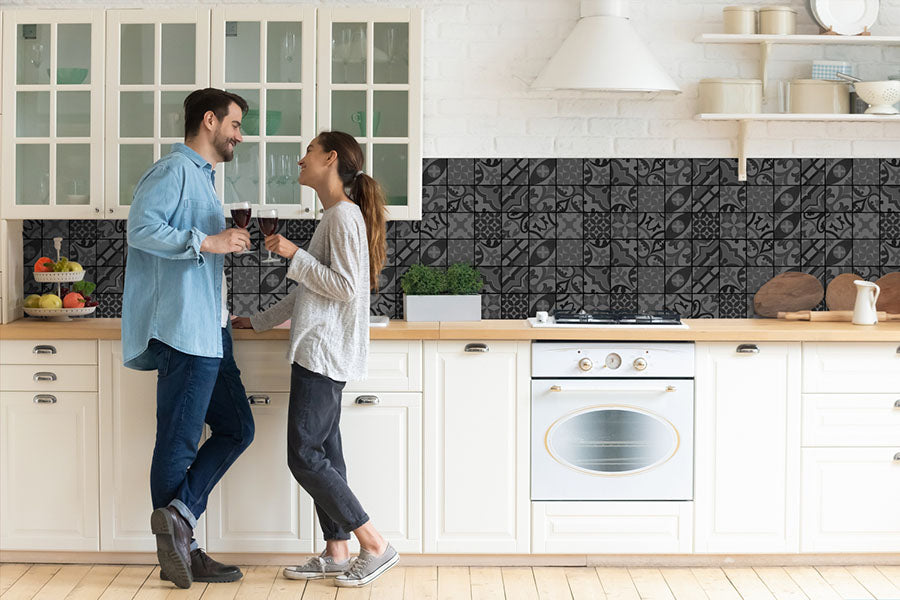 Revestimiento para cocina autoadhesivo - Mosaico azulejos oscuro