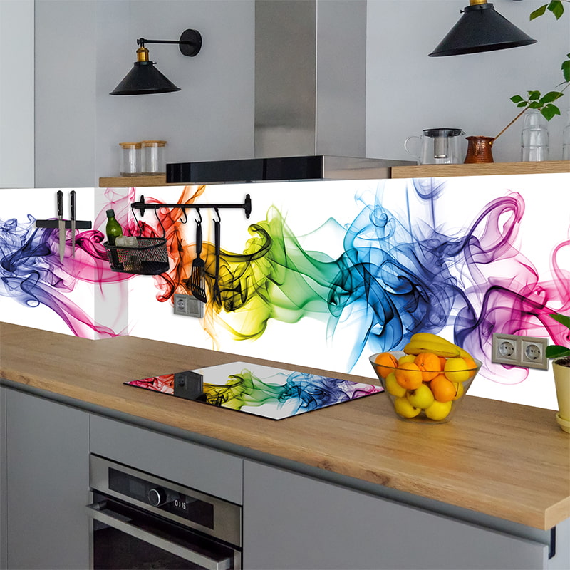 Küchenrückwand selbstklebend - Bunter Rauch