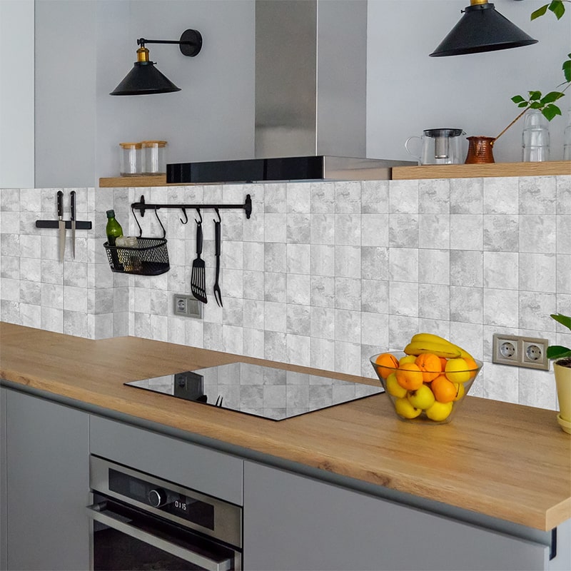 Küchenrückwand selbstklebend - Keramikfliesen grau