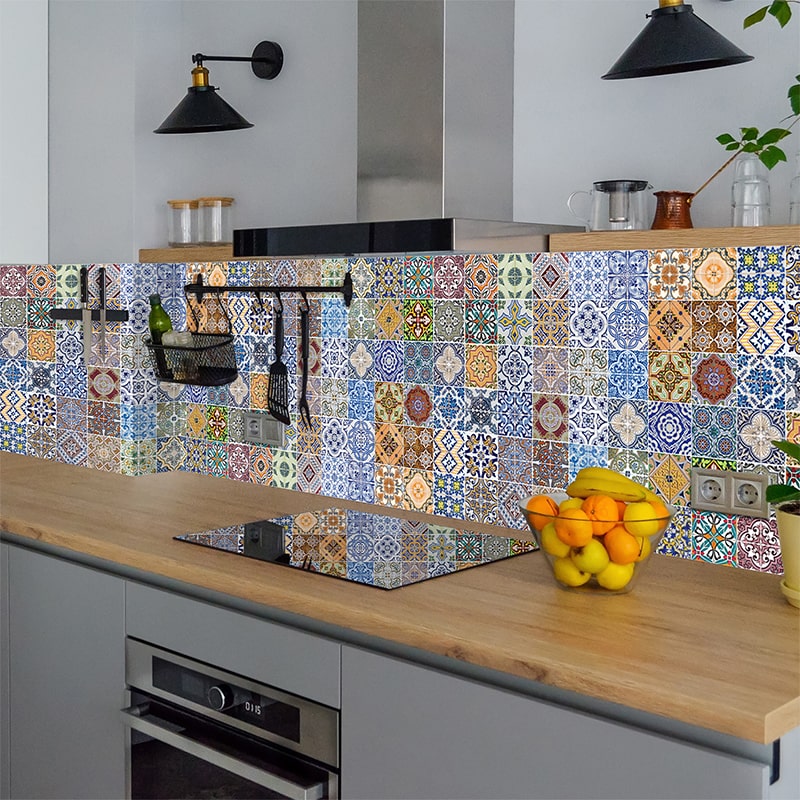 Küchenrückwand selbstklebend - Mosaikfliesen bunt