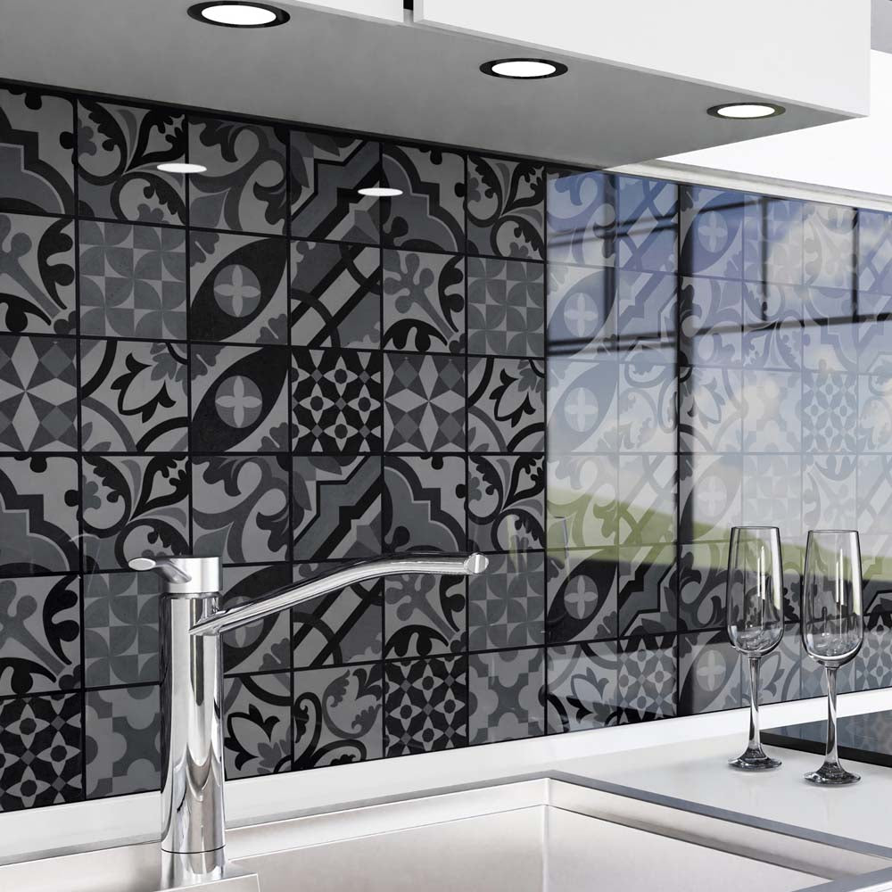 Küchenrückwand selbstklebend - Mosaikfliesen dunkel (mehr Reihen)