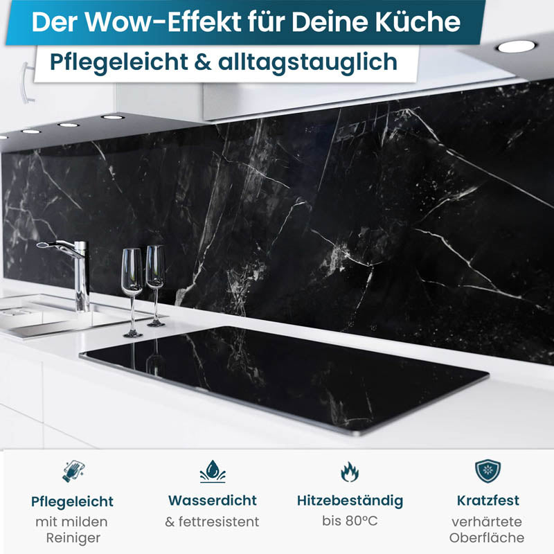 Küchenrückwand selbstklebend - Marmor schwarz