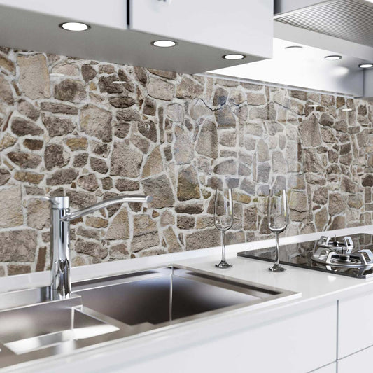 Küchenrückwand in Glasoptik - Steinmauer
