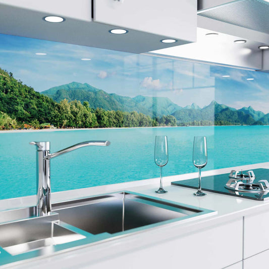 Küchenrückwand in Glasoptik - Tropisches Paradies