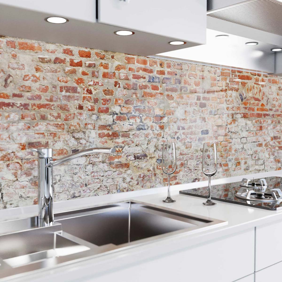 Revestimiento para cocina autoadhesivo - Pared de ladrillo viejo