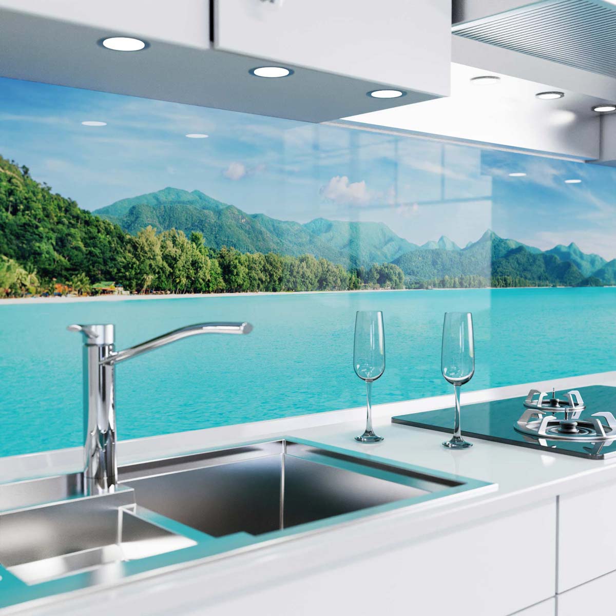 Revestimiento para cocina autoadhesivo - Paraíso tropical
