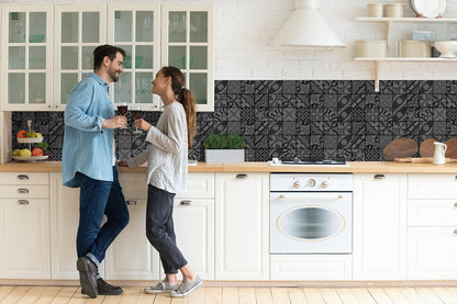 Revestimiento para cocina autoadhesivo - Mosaico azulejos oscuro