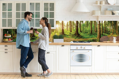 Revestimiento para cocina autoadhesivo - Rayos de sol en el bosque