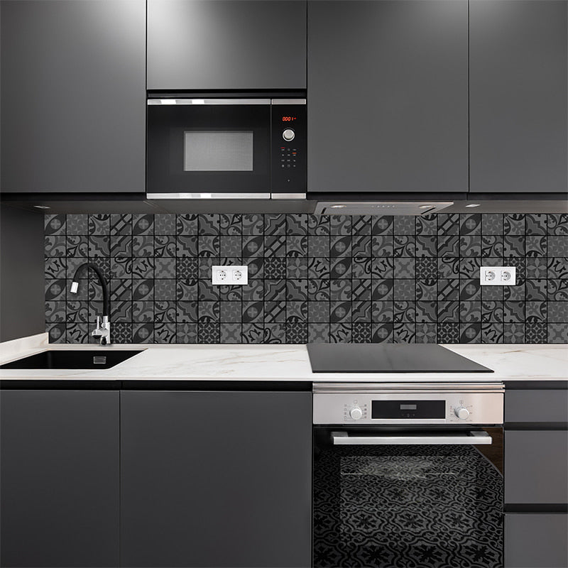 Revestimiento para cocina autoadhesivo - Mosaico azulejos oscuro