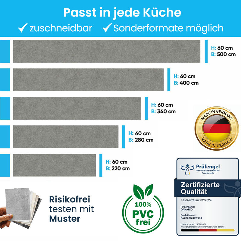 Küchenrückwand in 3D-Optik - Beton dunkel