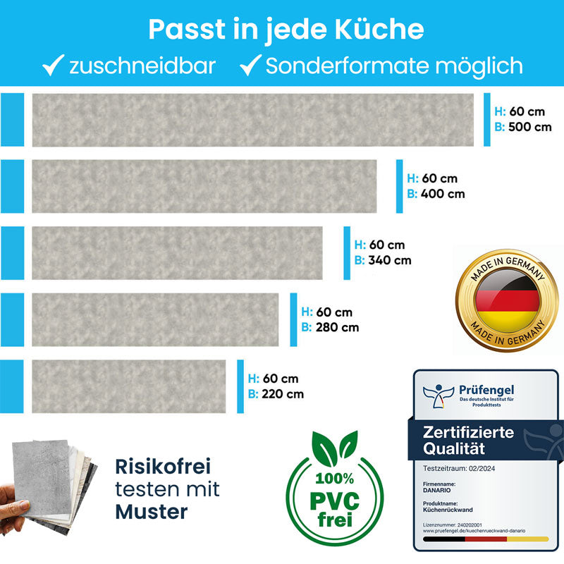 Küchenrückwand in 3D-Optik - Beton hell