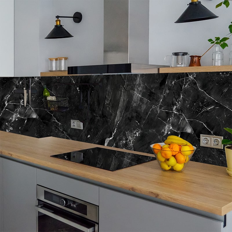 Küchenrückwand selbstklebend - Marmor schwarz