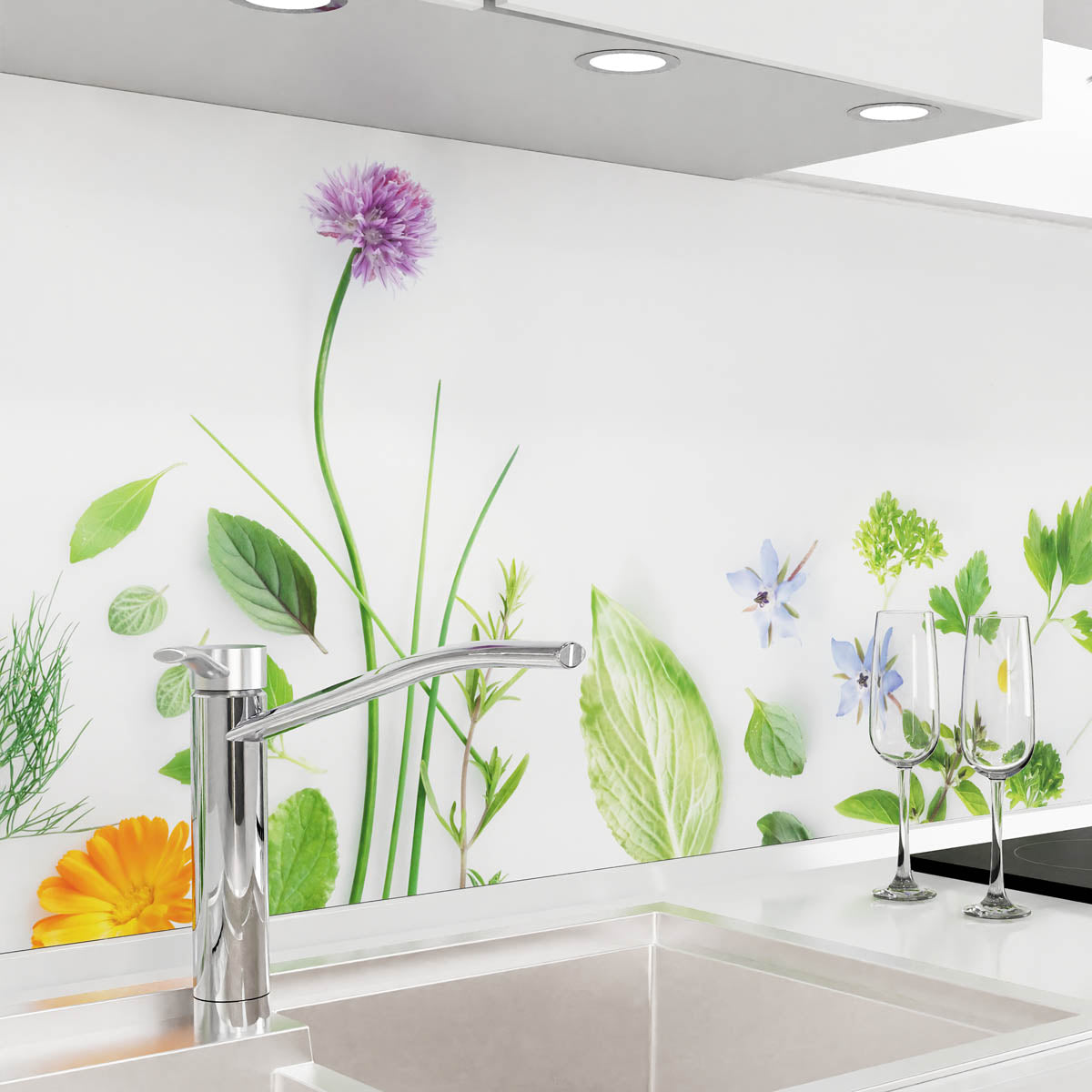 Küchenrückwand selbstklebend - Blüten & Kräuter