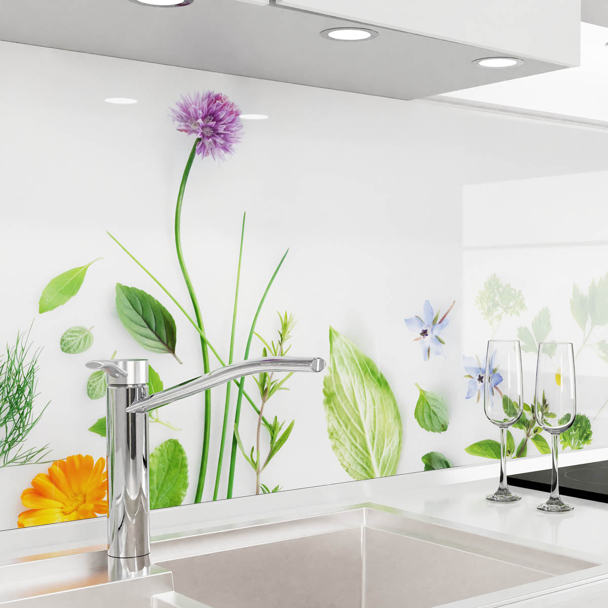 Küchenrückwand selbstklebend - Blüten & Kräuter