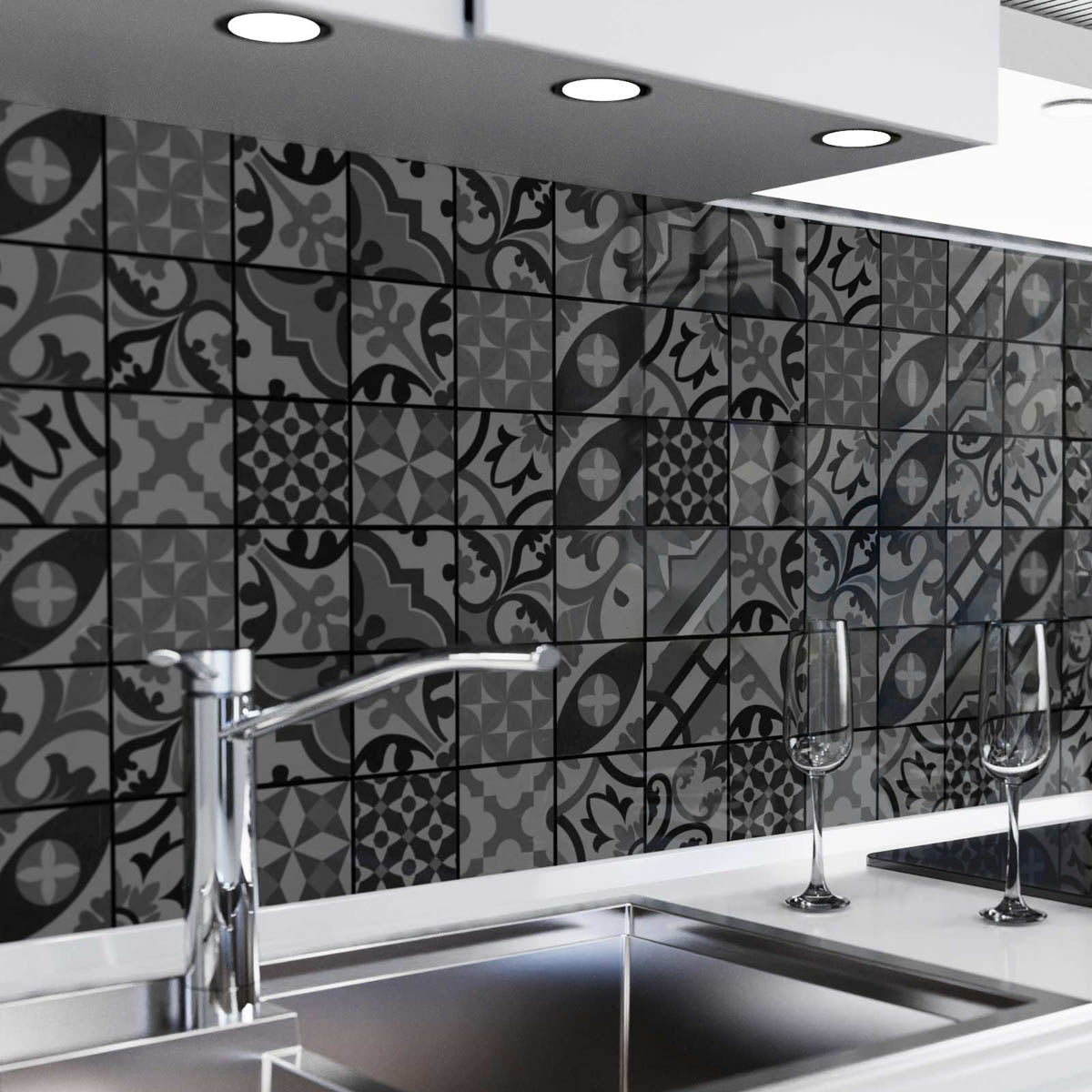 Küchenrückwand selbstklebend - Mosaikfliesen dunkel