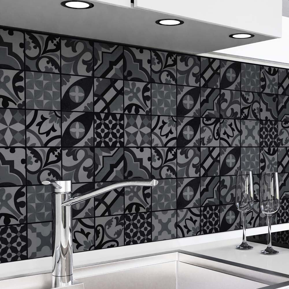 Küchenrückwand selbstklebend - Mosaikfliesen dunkel (mehr Reihen)