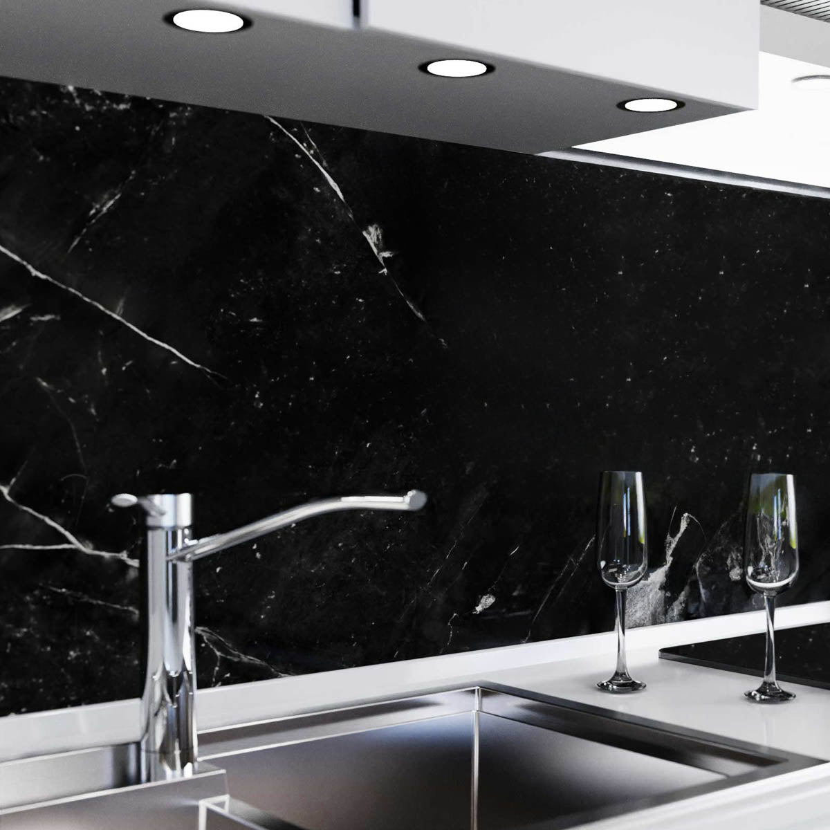 Küchenrückwand selbstklebend - Marmor schwarz