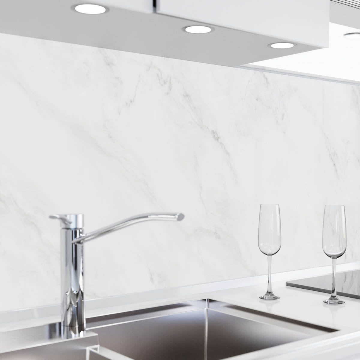 Küchenrückwand selbstklebend - Marmor weiß