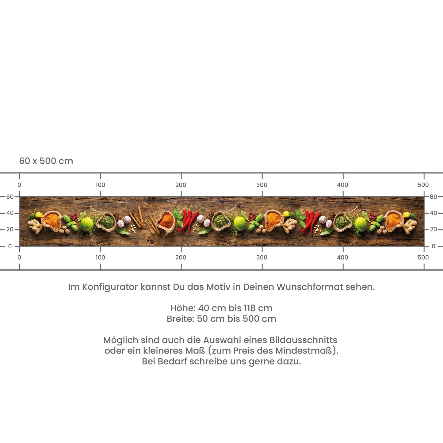 Küchenrückwand selbstklebend - Gewürze auf Holz