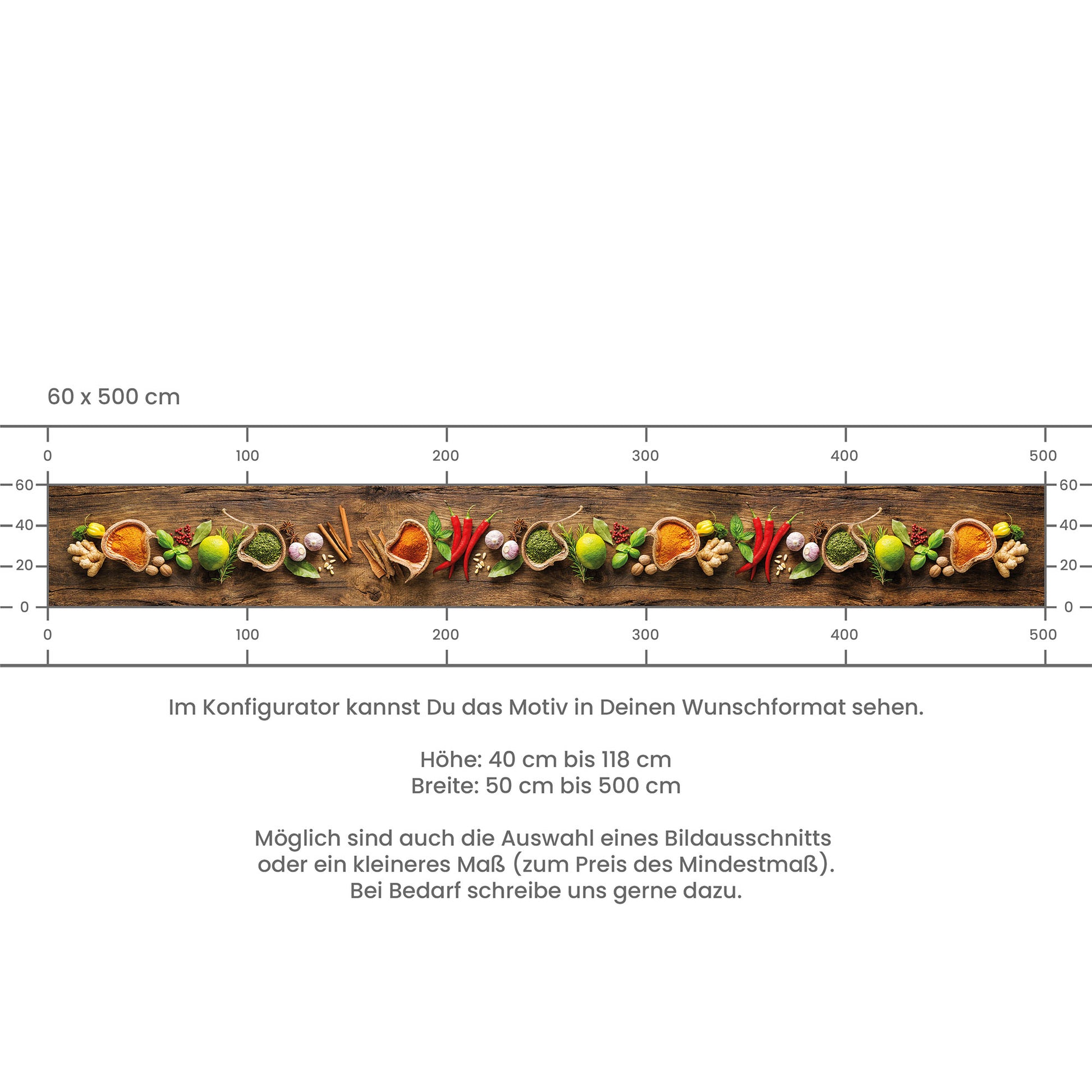 Küchenrückwand selbstklebend - Gewürze auf Holz