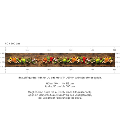 Küchenrückwand selbstklebend - Gewürze auf Holz