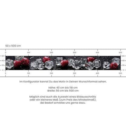 Küchenrückwand selbstklebend - Kirschen mit Eis