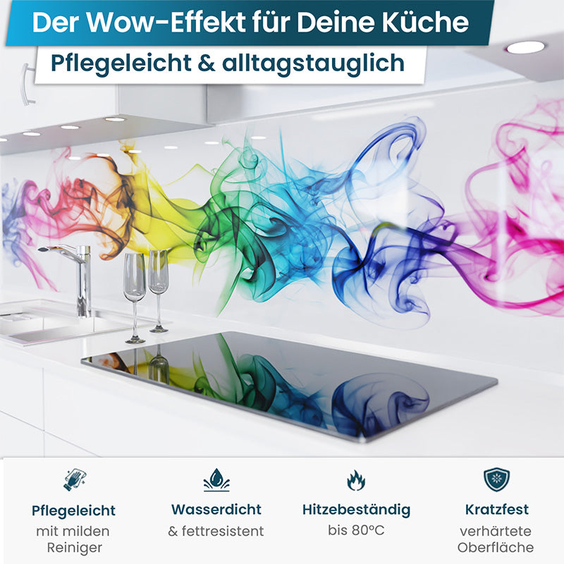 Küchenrückwand selbstklebend - Bunter Rauch