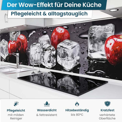 Küchenrückwand selbstklebend - Kirschen mit Eis