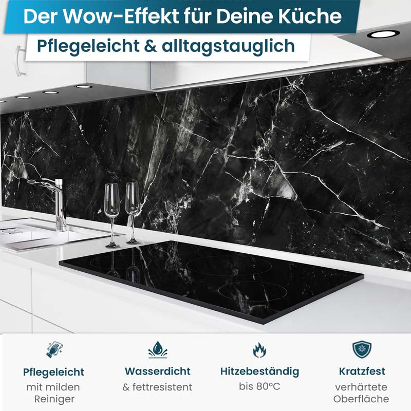 Küchenrückwand selbstklebend - Marmor schwarz