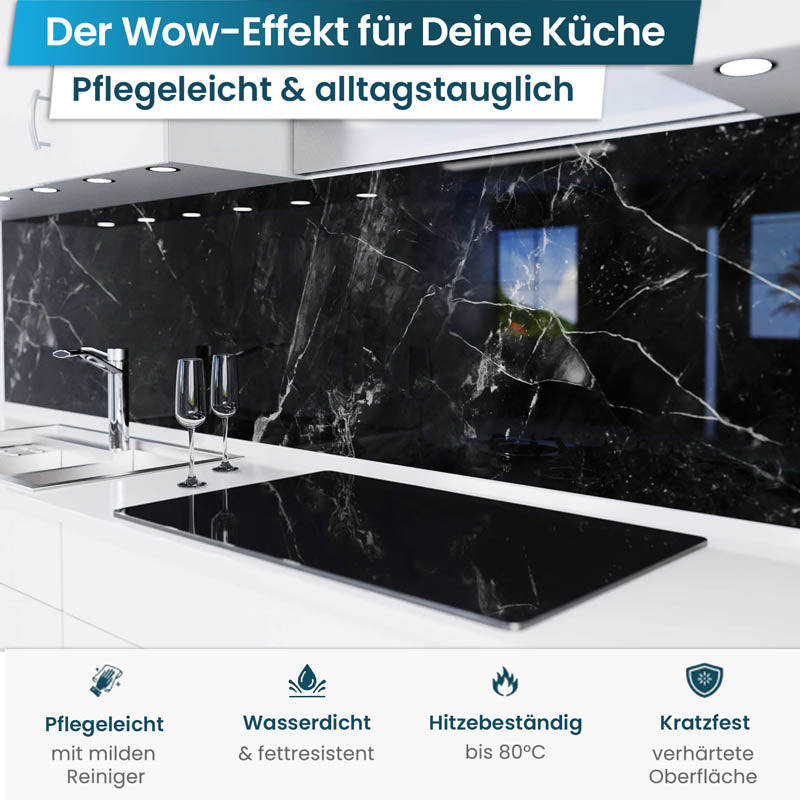 Küchenrückwand selbstklebend - Marmor schwarz