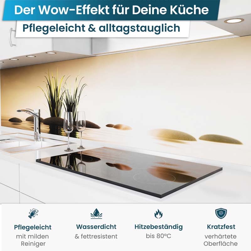 Küchenrückwand selbstklebend - Seesteine Abendgold