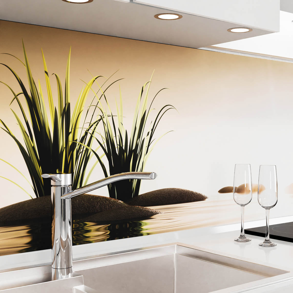 Küchenrückwand selbstklebend - Seesteine Abendgold