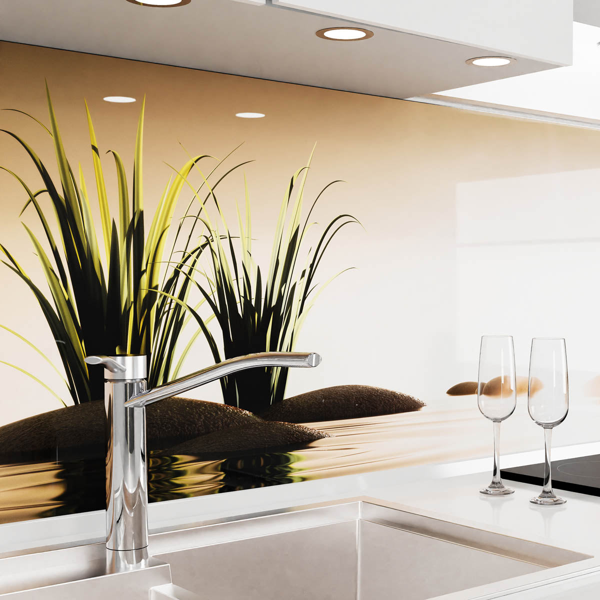 Küchenrückwand selbstklebend - Seesteine Abendgold