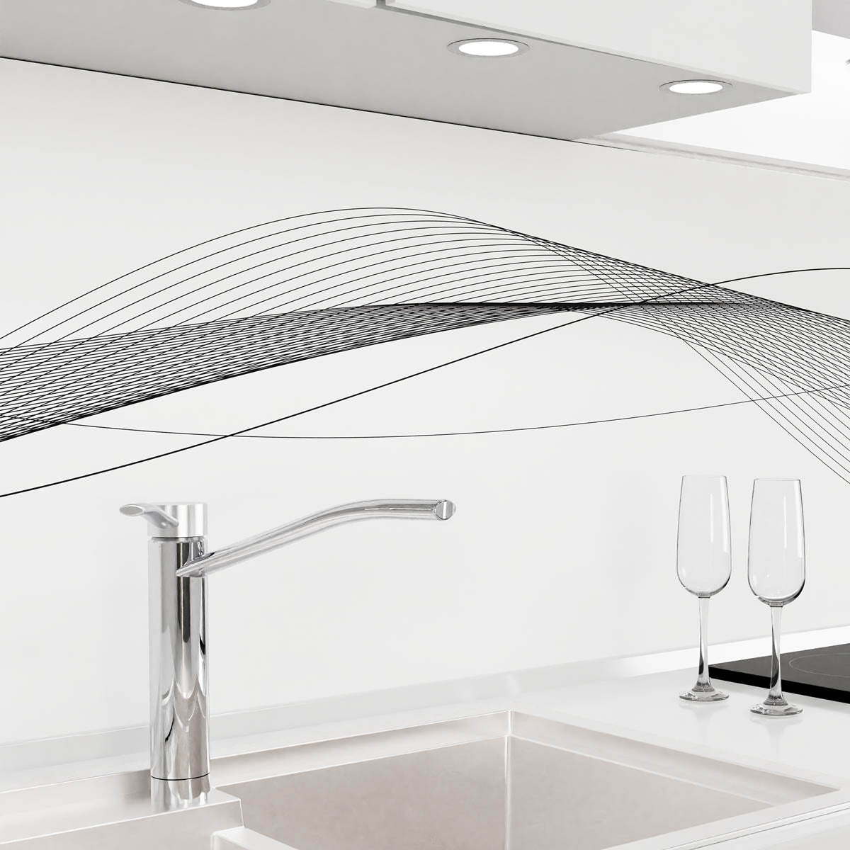 Küchenrückwand selbstklebend - Wellenlinien